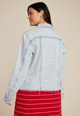Plus Size Americana Star Light Denim Jacket, C2806, small