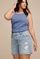 Plus Size m jeans by maurices&trade; High Rise Eyelet Back 6in Shorts, , small