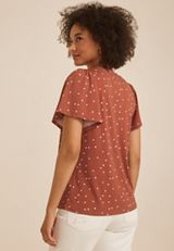 24/7 Charlotte Polka Dot Flutter Sleeve Tee, C5326, small