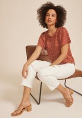 24/7 Charlotte Polka Dot Flutter Sleeve Tee, C5326, small