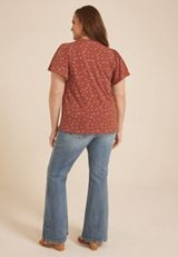 Plus Size 24/7 Charlotte Polka Dot Flutter Sleeve Tee, C5326, small