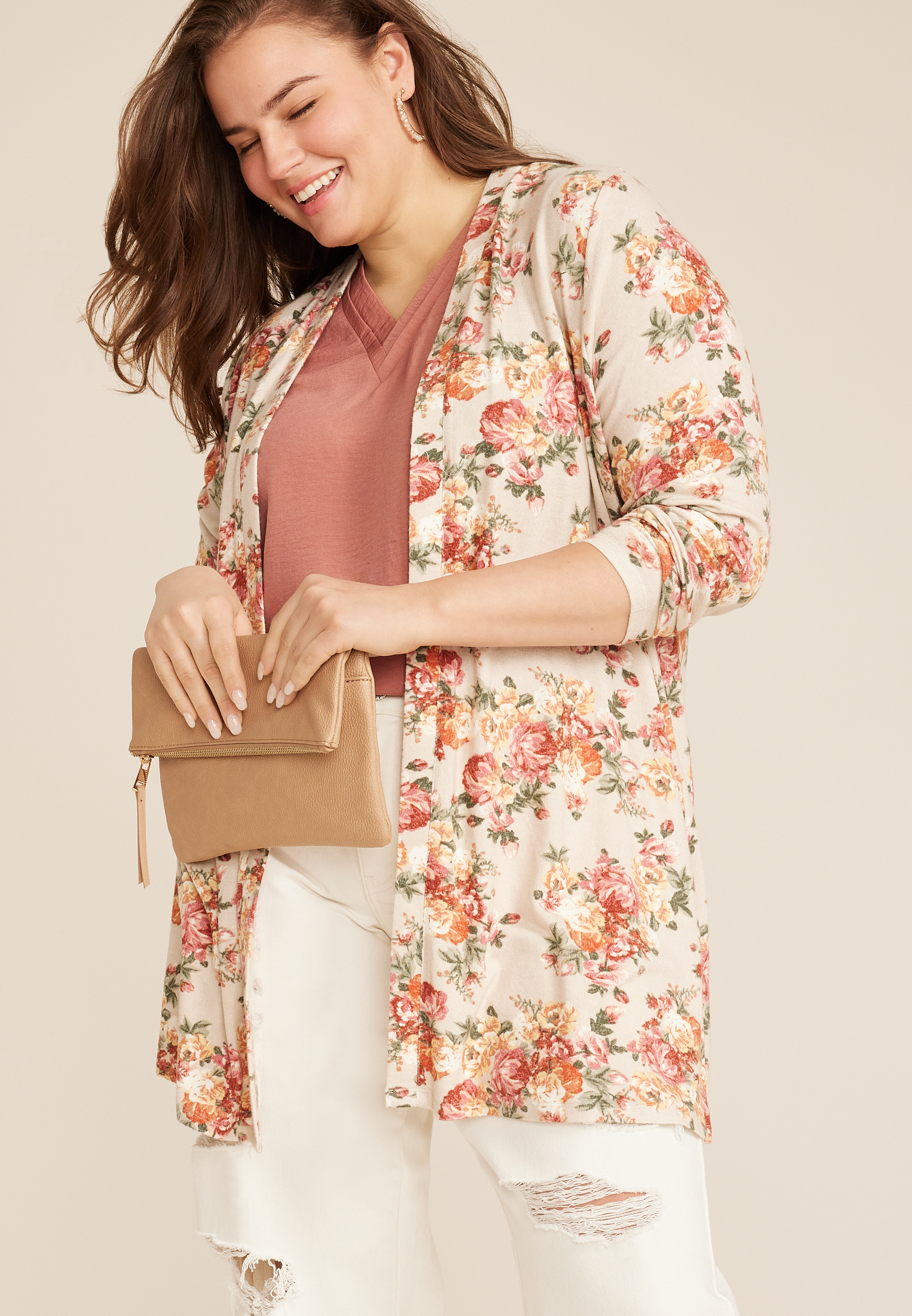 Plus Size Hacci Long Sleeve Cardigan, C3263, large