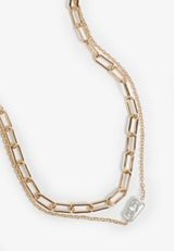 Hammered Pearl Double Layered Necklace, C605, small