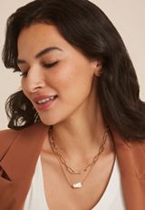 Hammered Pearl Double Layered Necklace, C605, small