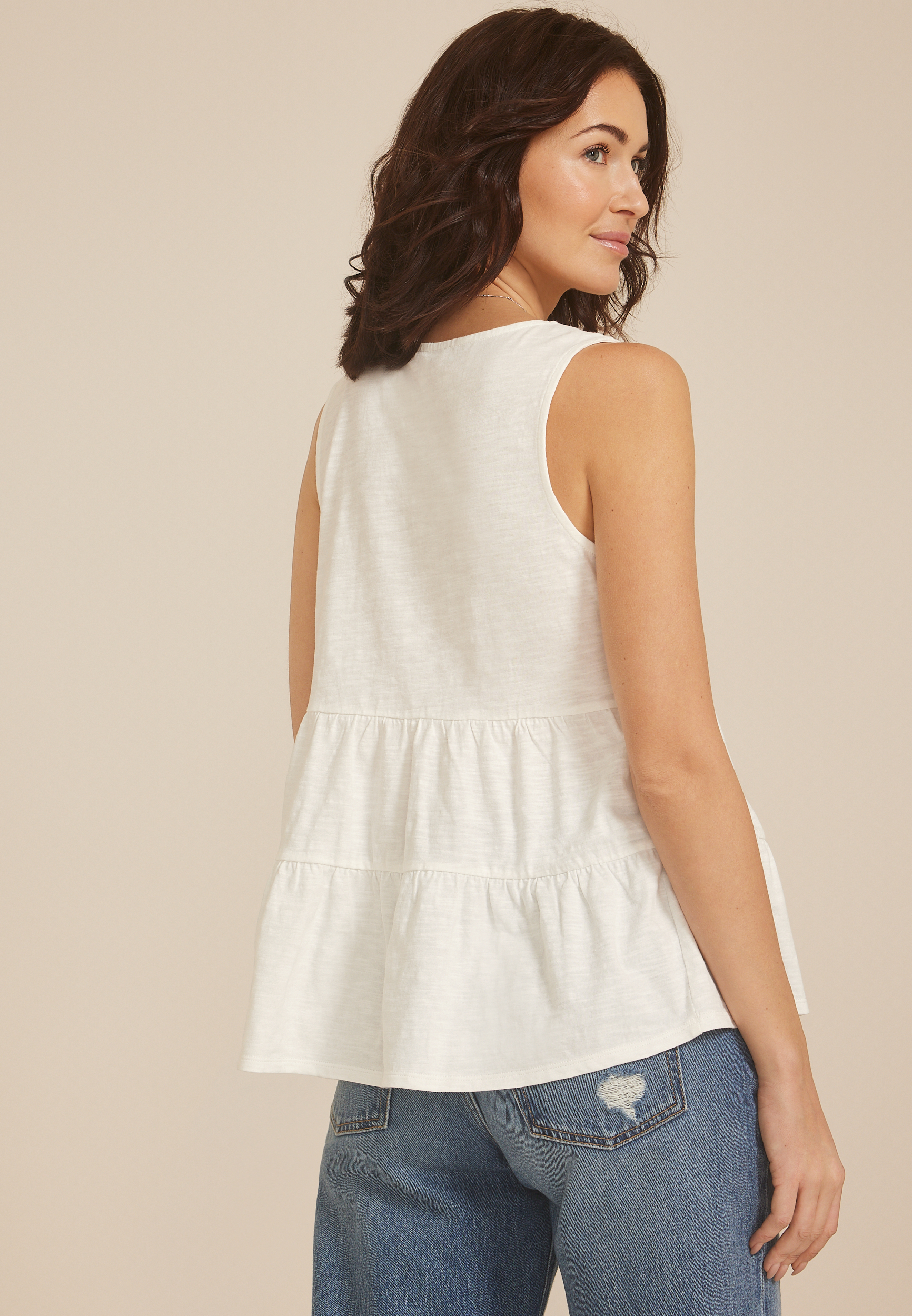 Lace Tiered Babydoll Tank Top, C4673, large
