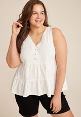 Plus Size Lace Tiered Babydoll Tank Top, C4673, small