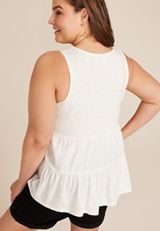 Plus Size Lace Tiered Babydoll Tank Top, C4673, small