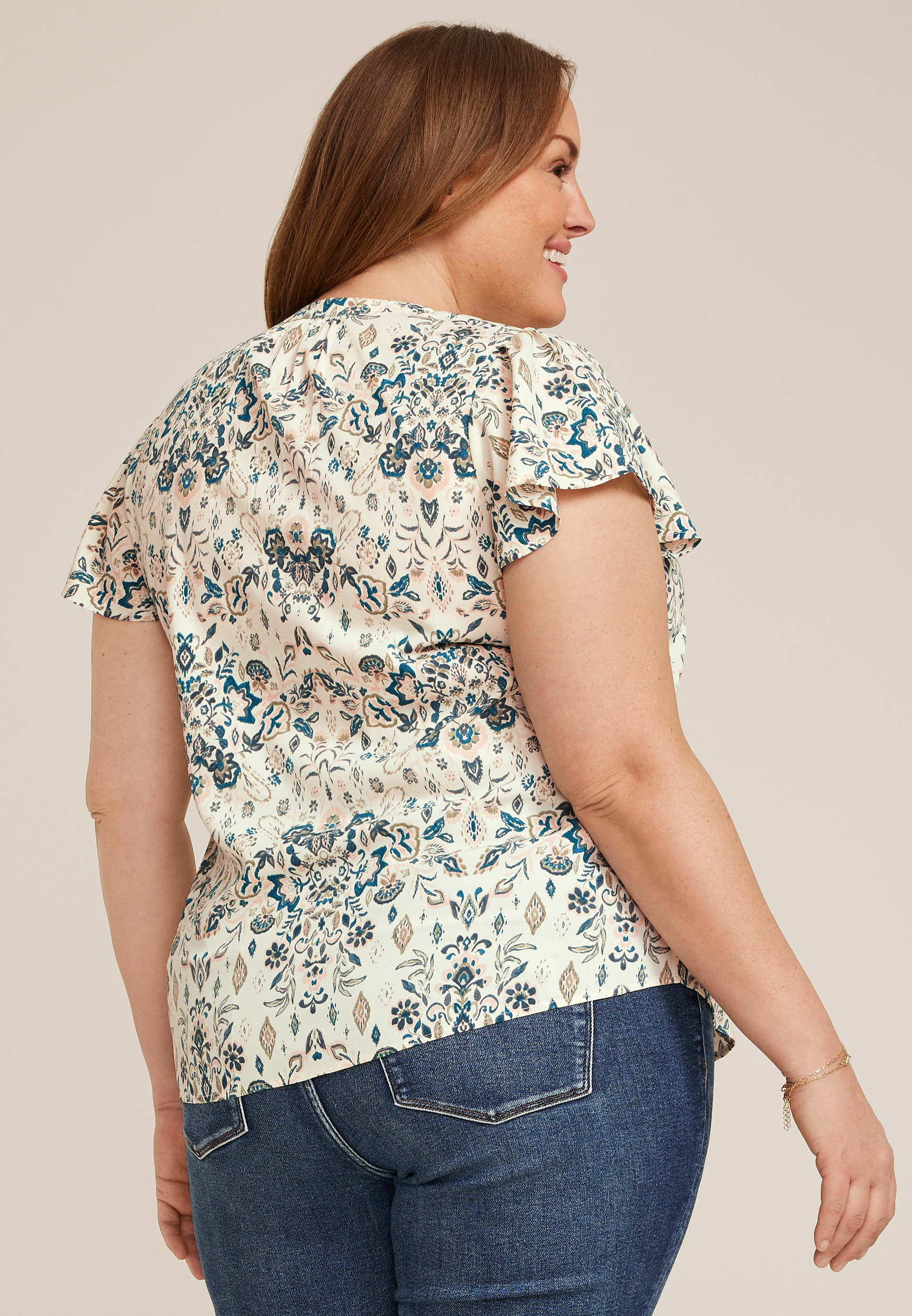 Plus Size Atwood Flutter Sleeve Blouse, , large