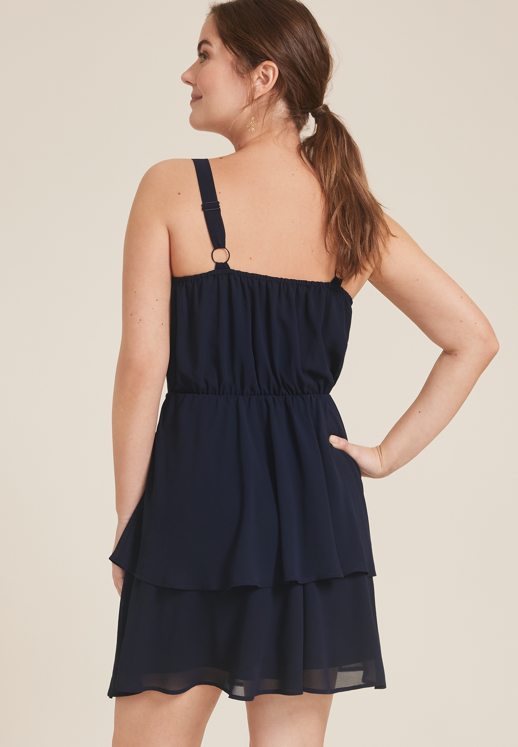 Bare Surplice Tiered Dress, BLUE JASMINE, large