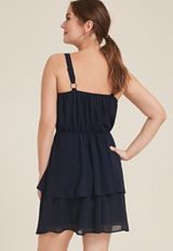 Bare Surplice Tiered Dress, BLUE JASMINE, small