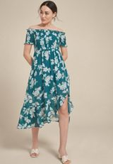 Off The Shoulder Smocked Midi Dress, C9887, small