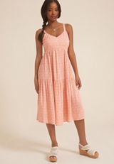 Bare Printed Tiered Midi Dress, C9893, small