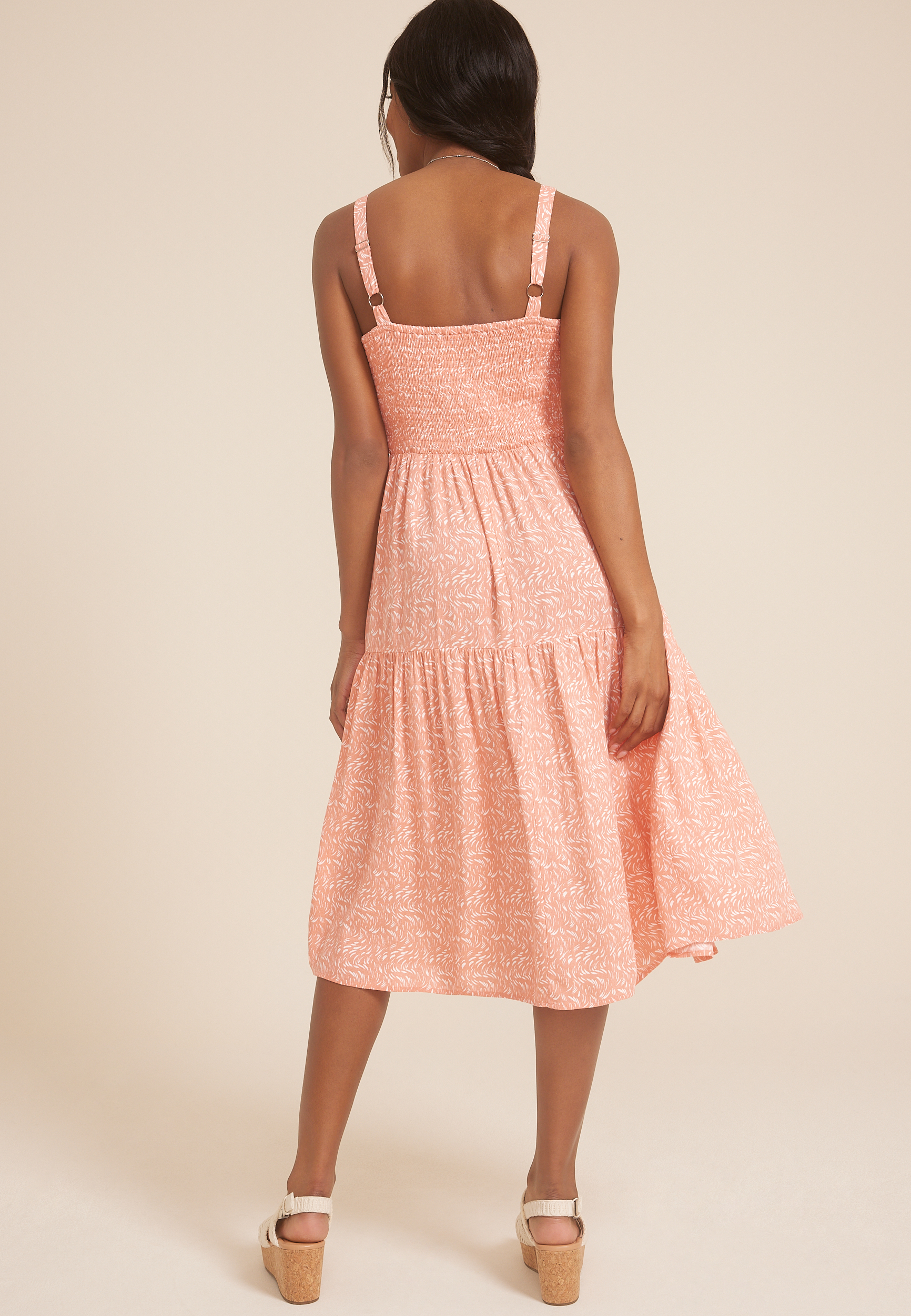 Bare Printed Tiered Midi Dress, C9893, large