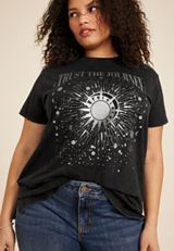 Plus Size Trust The Journey Celestial Relaxed Fit Graphic Tee, C106, small
