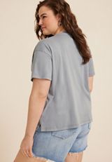 Plus Size Less People More Dogs Relaxed Fit Graphic Tee, Blue Fade, small