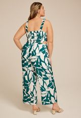 Plus Size Bare Printed Side Cut Out Cropped Jumpsuit, C9887, small