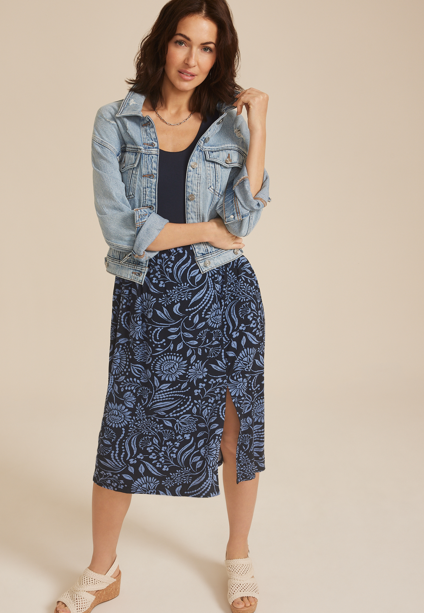 24/7 Bare Front Slit Midi Dress