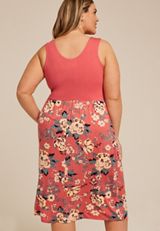 Plus Size 24/7 Bare Front Slit Midi Dress, Mineral Red Combo, small