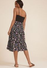 Floral Smocked Tube Midi Dress, BLACK COMBO, small