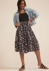 Floral Smocked Tube Midi Dress, BLACK COMBO, small