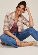 Pucker Plaid Button Down Shirt, C4695, small
