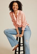 Utility Relaxed Button Down Shirt, MISTY ROSE, small