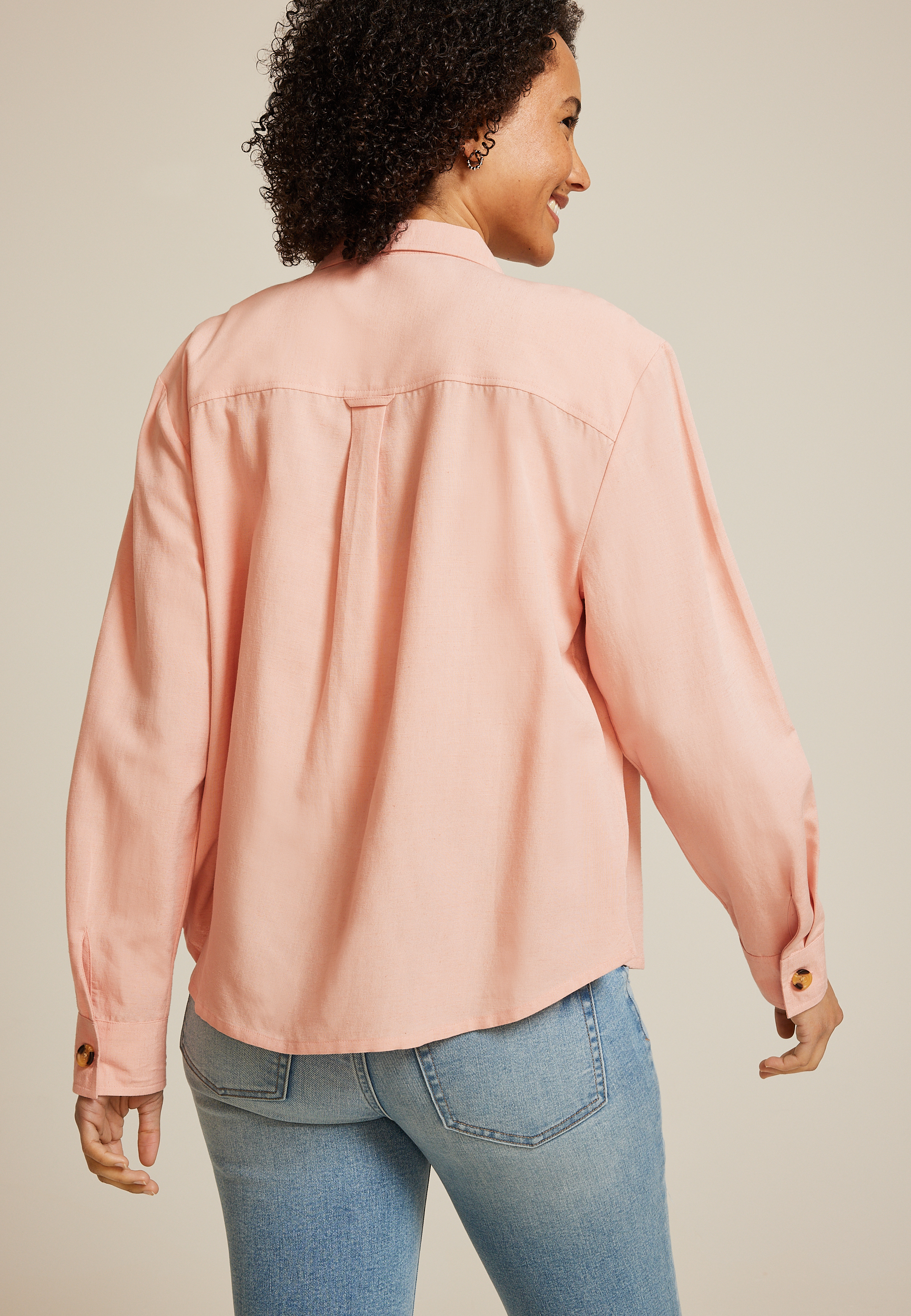 Utility Relaxed Button Down Shirt, MISTY ROSE, large