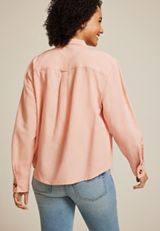 Utility Relaxed Button Down Shirt, MISTY ROSE, small