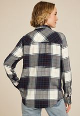Pucker Plaid Button Down Shirt, NAVY COMBO, small