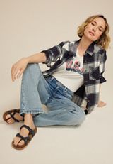 Pucker Plaid Button Down Shirt, NAVY COMBO, small