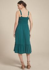 Bare Front Knot V Neck Midi Dress, , small