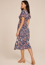 Floral V Neck Hanky Hem Midi Dress, C1750, small