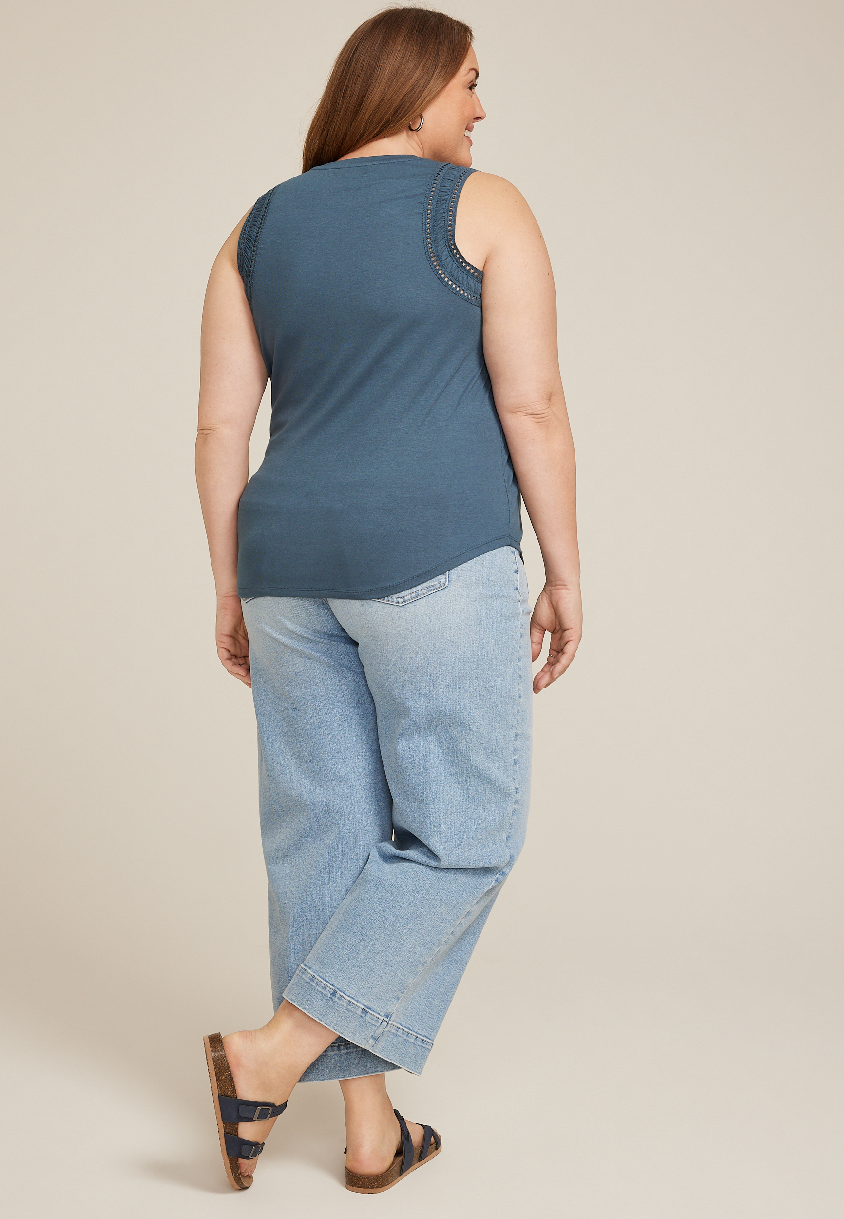 Plus Size Lattice Trim Tank Top, C9876, large