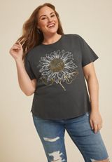 Plus Size Sunflower Relaxed Fit Graphic Tee, , small