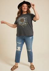 Plus Size Sunflower Relaxed Fit Graphic Tee, , small