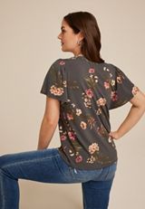 24/7 Charlotte Floral Flutter Sleeve Tee, C2722, small