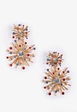 Americana Firework Burst Double Drop Earrings, MULTI, small