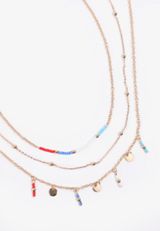 Americana Beaded Triple Layered Necklace, C605, small