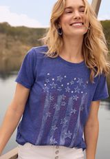 Americana Rhinestone Flag Classic Fit Graphic Tee, C1149, small