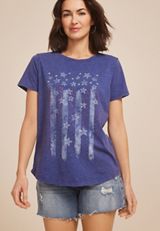 Americana Rhinestone Flag Classic Fit Graphic Tee, C1149, small