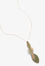 Green Ombre Leaf Linear Pendant Necklace, , small