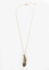 Green Ombre Leaf Linear Pendant Necklace, , small