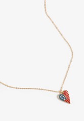 Gold Americana Flag Heart Wire Drop Earrings