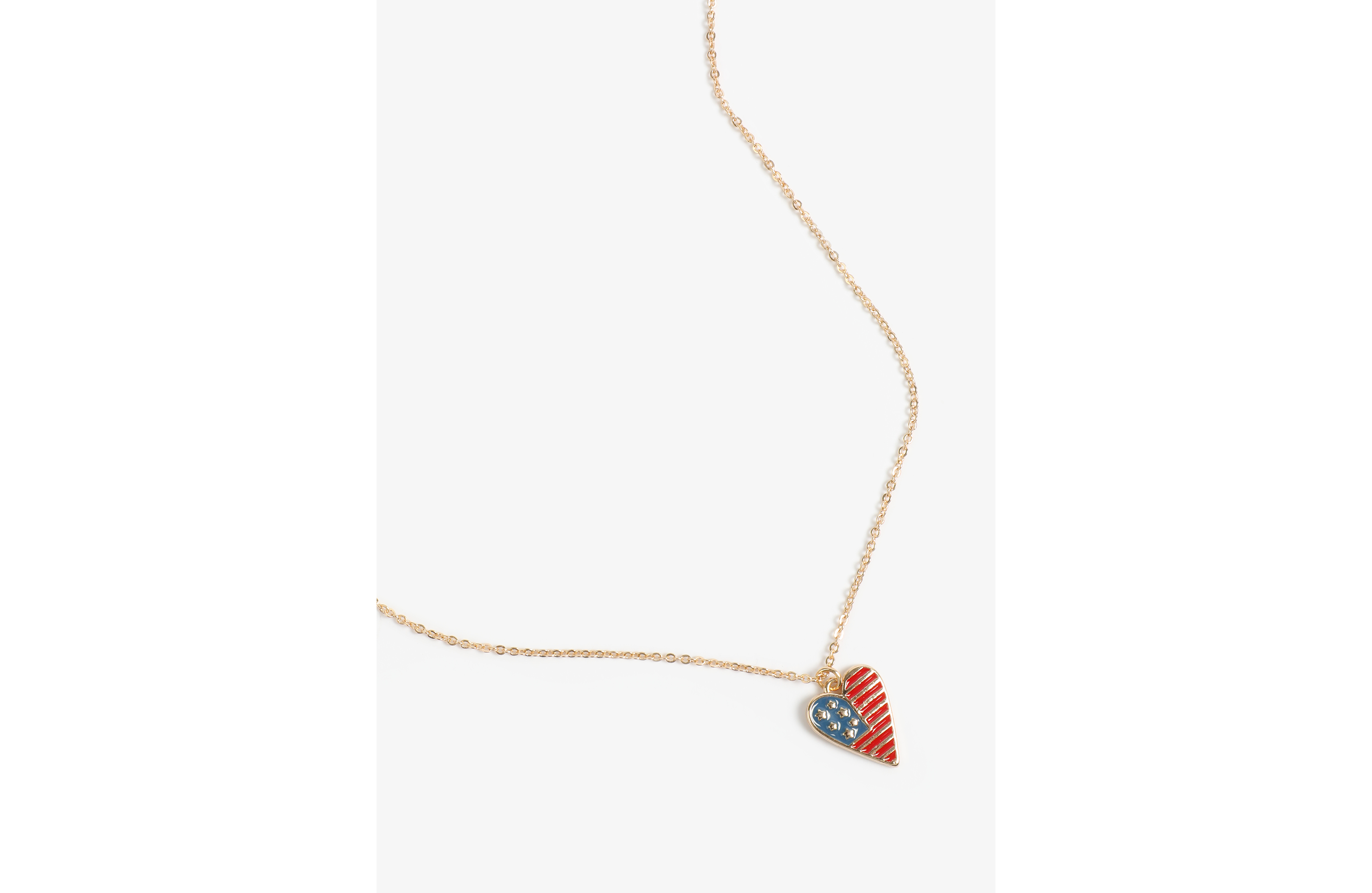 Gold Americana Flag Heart Pendant Necklace