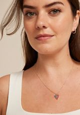 Gold Americana Flag Heart Pendant Necklace, C605, small