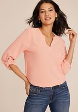 Atwood 3/4 Sleeve Popover Blouse, , small