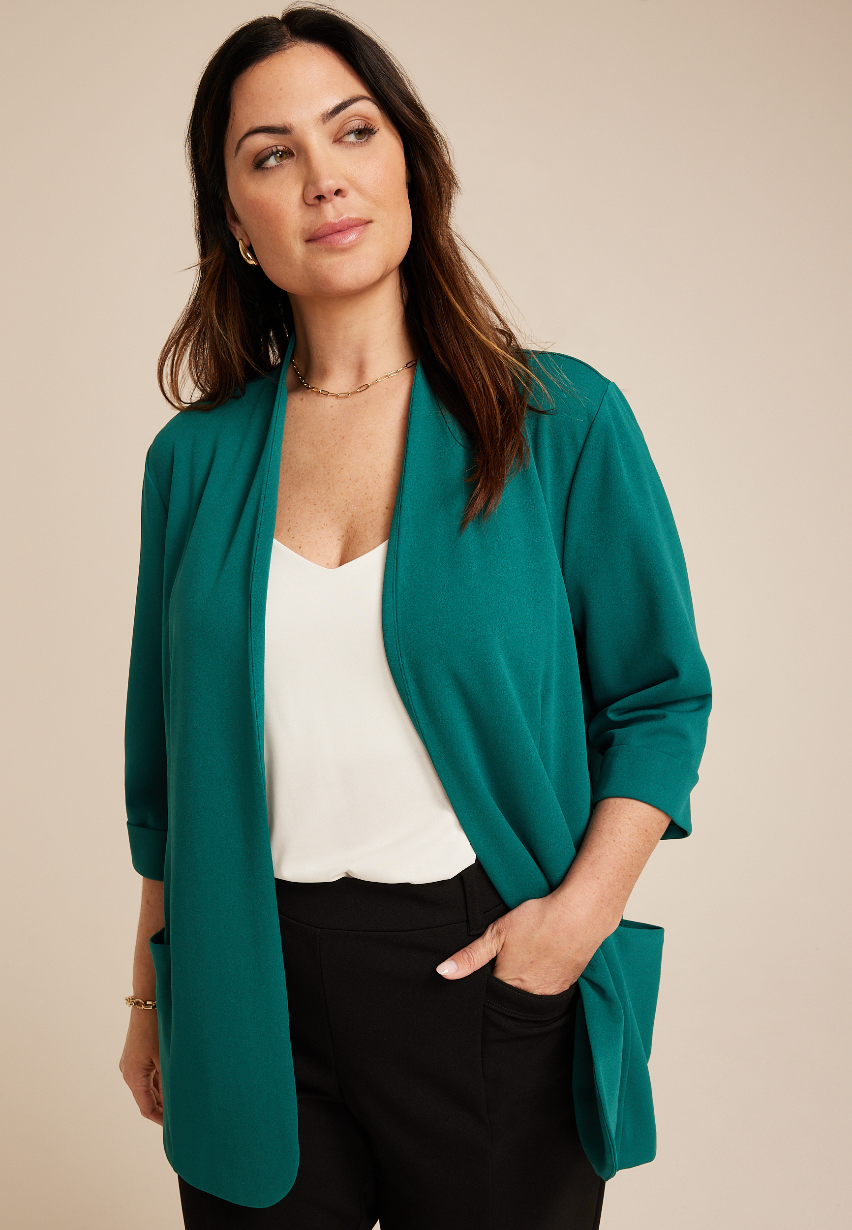 Plus Size Ever Go Curve Hem Blazer
