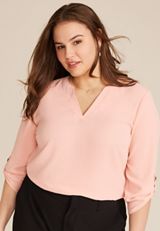 Plus Size Atwood 3/4 Sleeve Popover Blouse, C9892, small