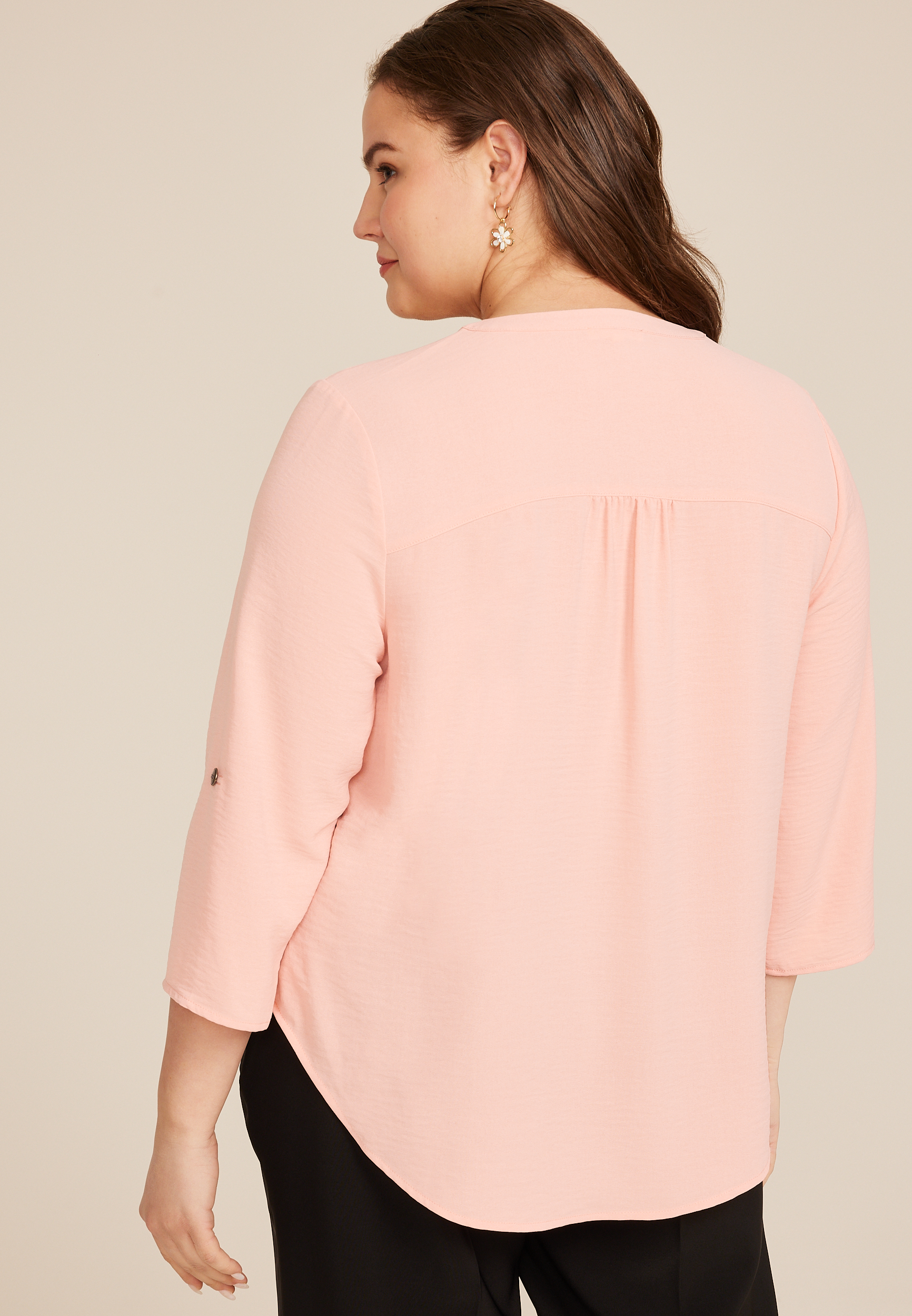 Plus Size Atwood 3/4 Sleeve Popover Blouse, C9892, large