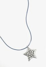 Silver Hammered Star Pendant Necklace, , small